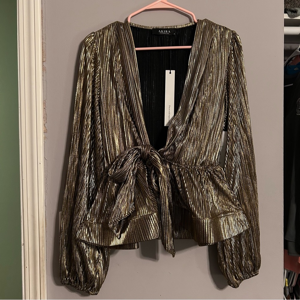 Akira NWT Gold Metallic Women's Top